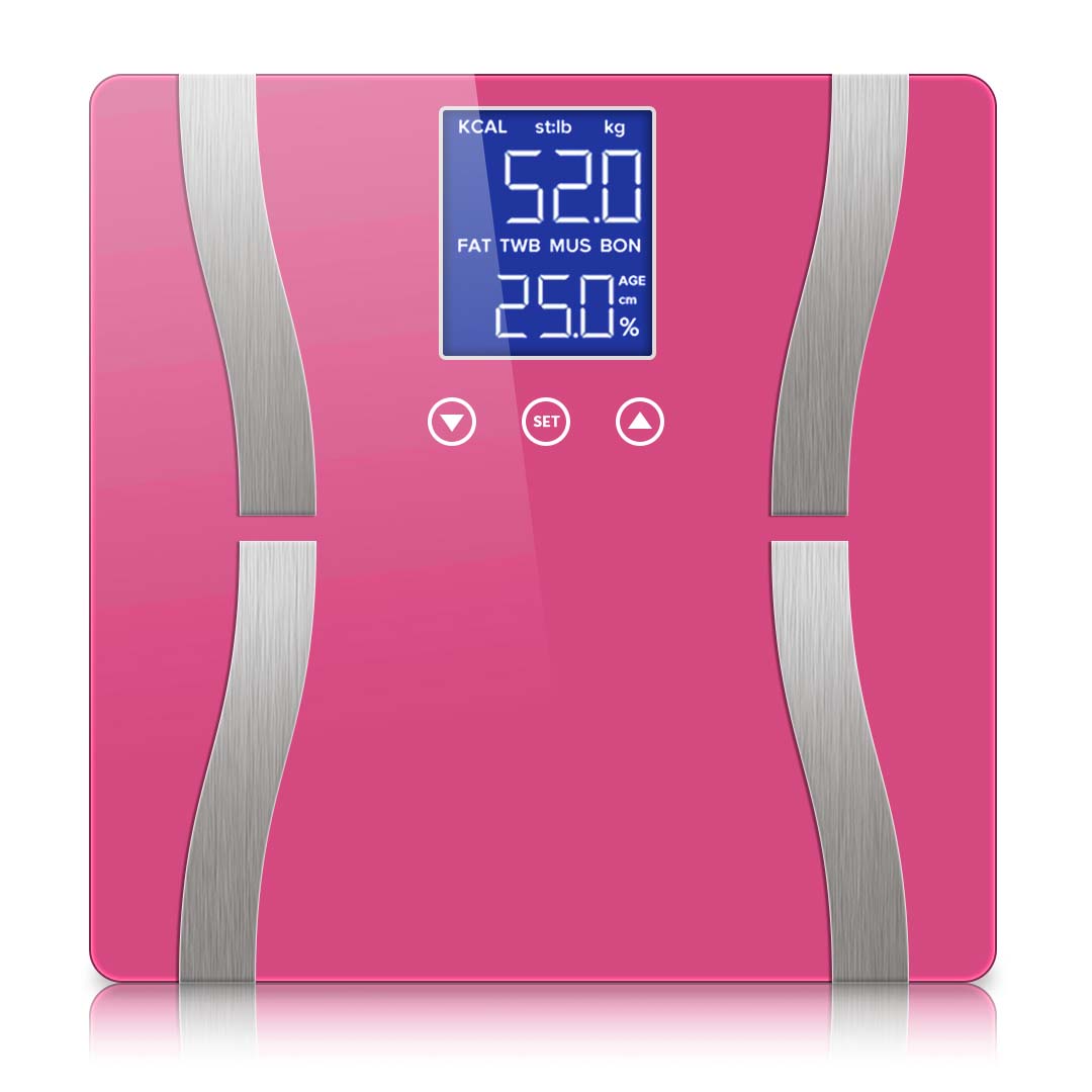 SOGA Glass LCD Digital Body Fat Scale Bathroom Electronic Gym Water Weighing Scales Pink - Cafe Supply