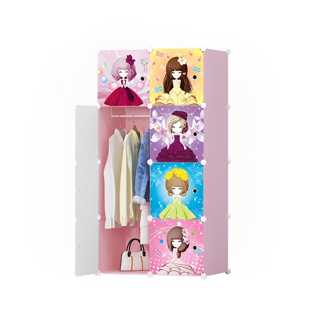 SOGA 8 Cubes Princess Design Portable Wardrobe Divide-Grid Modular Storage Organiser Foldable Closet - Cafe Supply