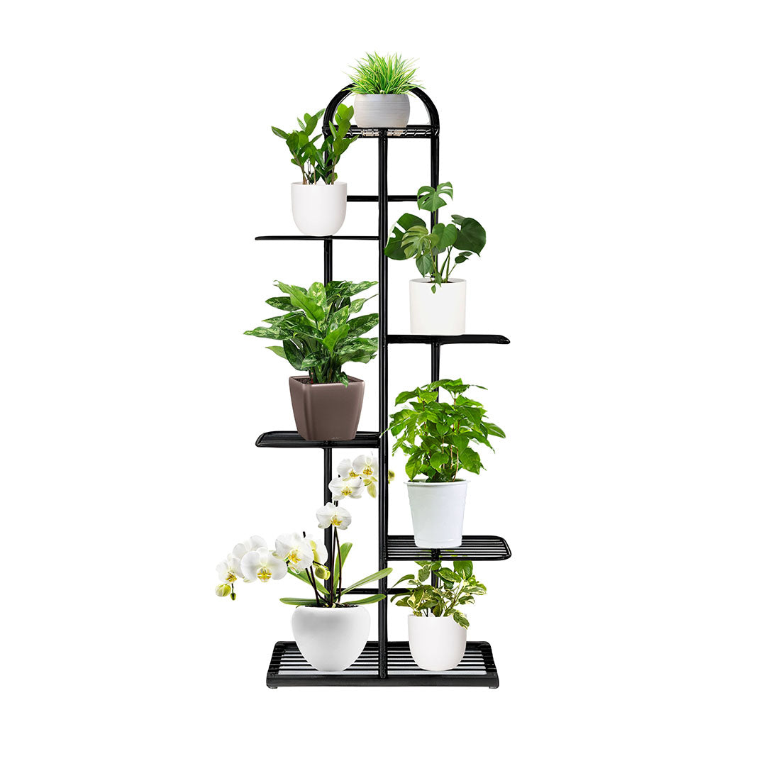 SOGA 6 Tier 7 Pots Black Metal Plant Stand Flowerpot Display Shelf Rack Indoor Home Office Decor - Cafe Supply