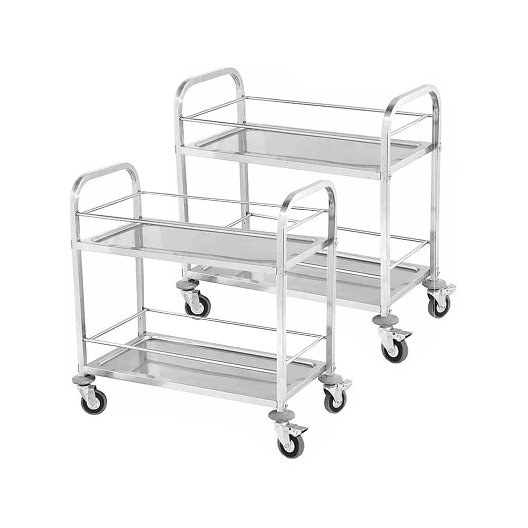 SOGA 2X 2 Tier 85x45x90cm Stainless Steel Drink Wine Food Utility Cart Medium - Cafe Supply