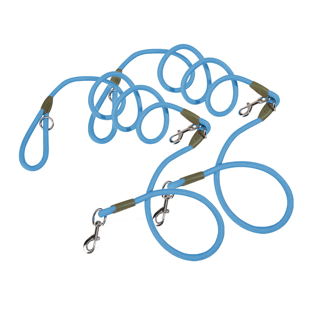 SOGA 2X 220cm Multifunction Hands-Free Rope Pet Cat Dog Puppy Double Ended Leash for Walking Training Tracking Obedience Blue - Cafe Supply