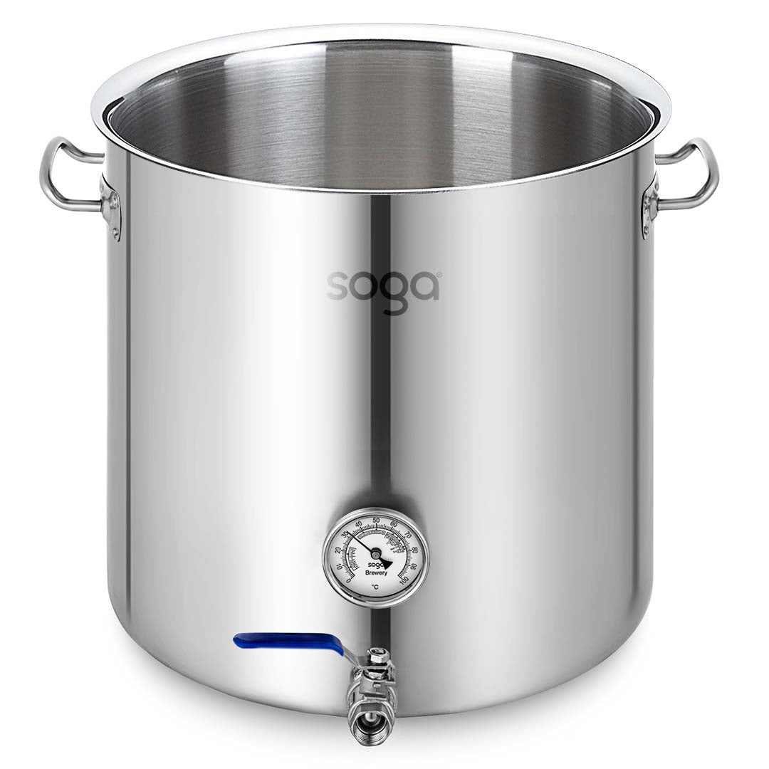 SOGA Stainless Steel 33L No Lid Brewery Pot With Beer Valve 35*35cm - Cafe Supply