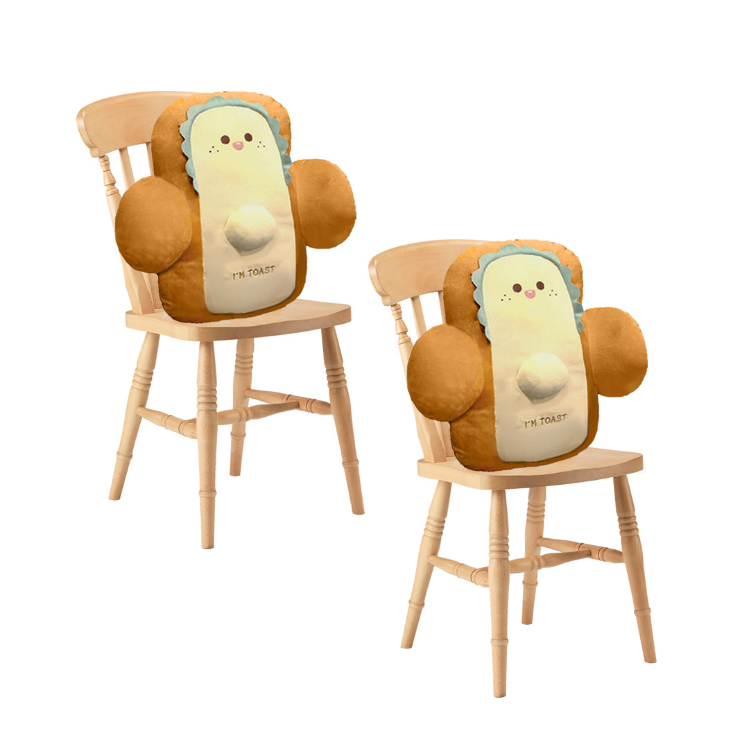SOGA 2X 48cm Cute Face Toast Bread Cushion Stuffed Car Seat Plush Cartoon Back Support Pillow Home Decor - Cafe Supply