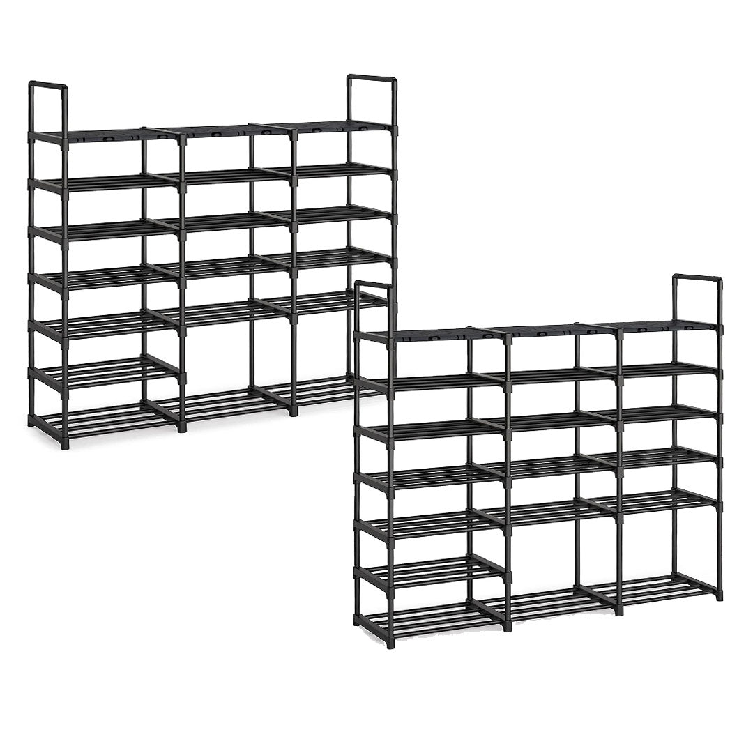 SOGA 2X 19-Shelf Tier Shoe Storage Shelf Space-Saving Caddy Rack Organiser with Handle - Cafe Supply