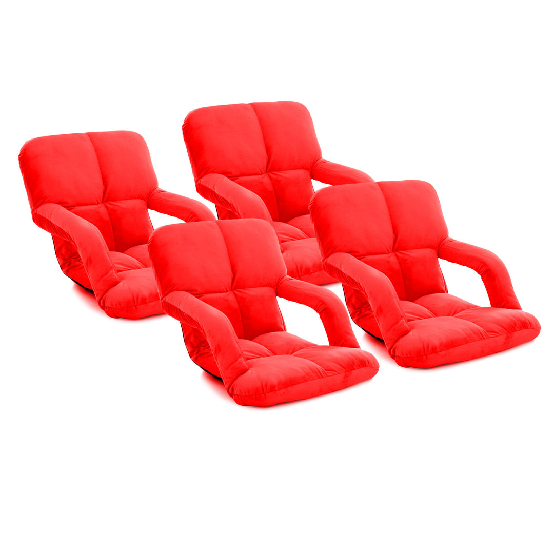 SOGA 4X Foldable Lounge Cushion Adjustable Floor Lazy Recliner Chair with Armrest Red - Cafe Supply