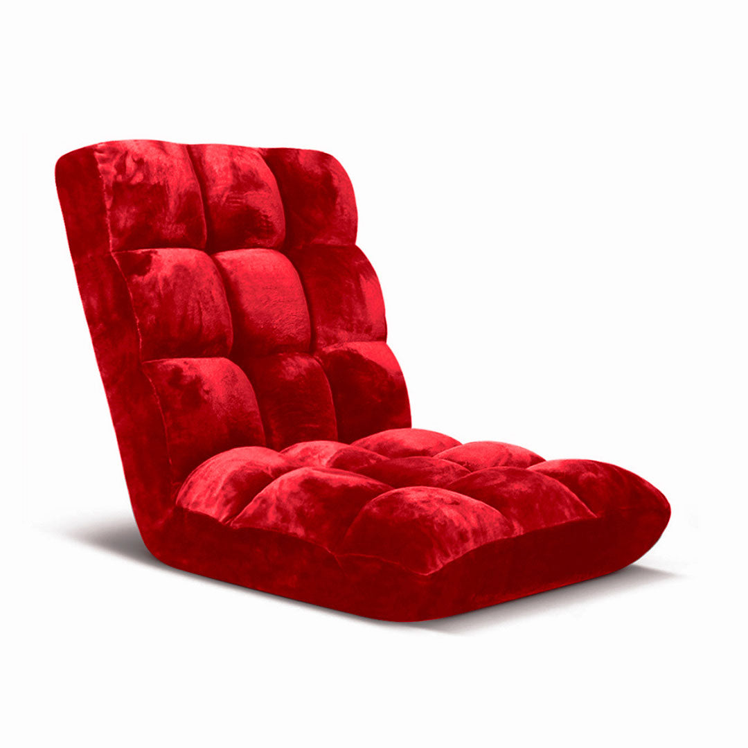 SOGA Floor Recliner Folding Lounge Sofa Futon Couch Folding Chair Cushion Red - Cafe Supply