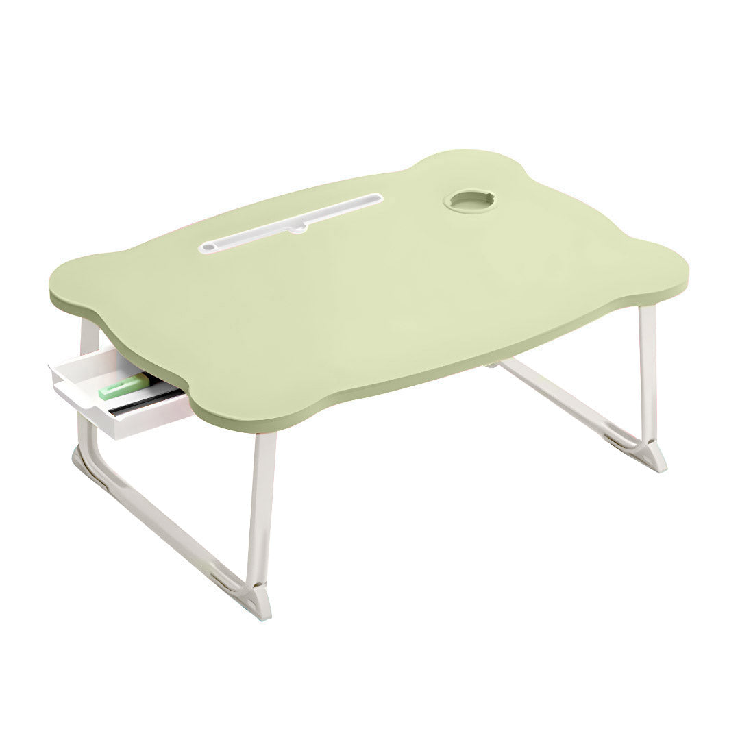 SOGA Green Portable Bed Table Adjustable Folding Mini Desk With Mini Drawer and Cup-Holder Home Decor - Cafe Supply