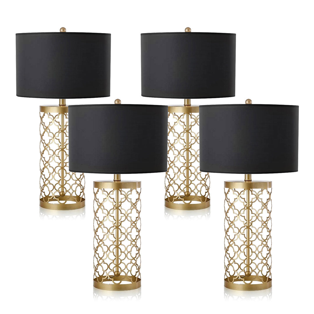 SOGA 4X Golden Hollowed Out Base Table Lamp with Dark Shade - Cafe Supply