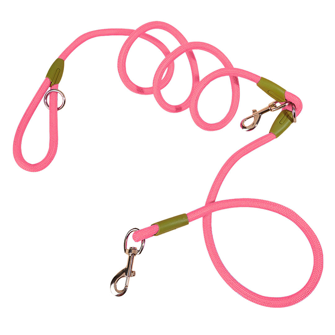 SOGA 220cm Multifunction Hands-Free Rope Pet Cat Dog Puppy Double Ended Leash for Walking Training Tracking Obedience Pink - Cafe Supply