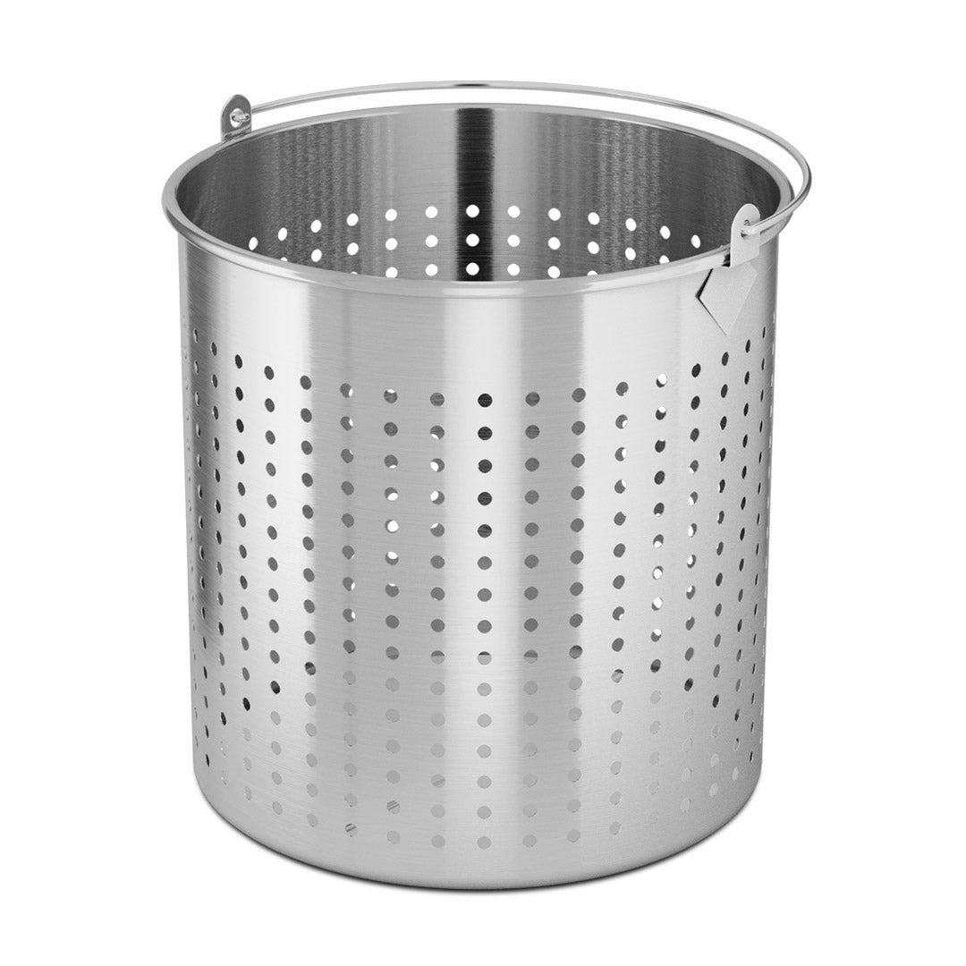 SOGA 71L 18/10 Stainless Steel Perforated Stockpot Basket Pasta Strainer with Handle - Cafe Supply