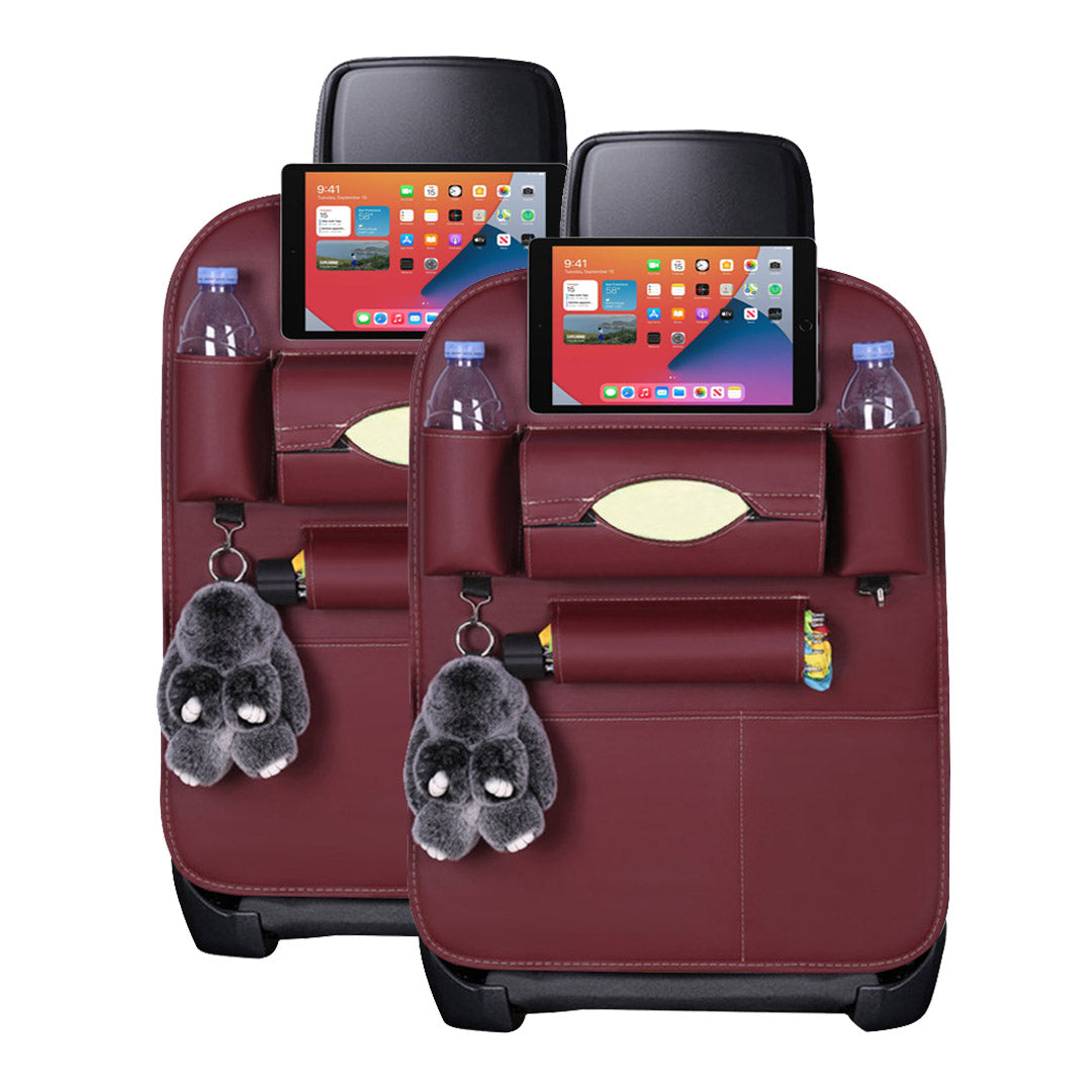 SOGA 2X PVC Leather Car Back Seat Storage Bag Multi-Pocket Organizer Backseat and iPad Mini Holder Red - Cafe Supply