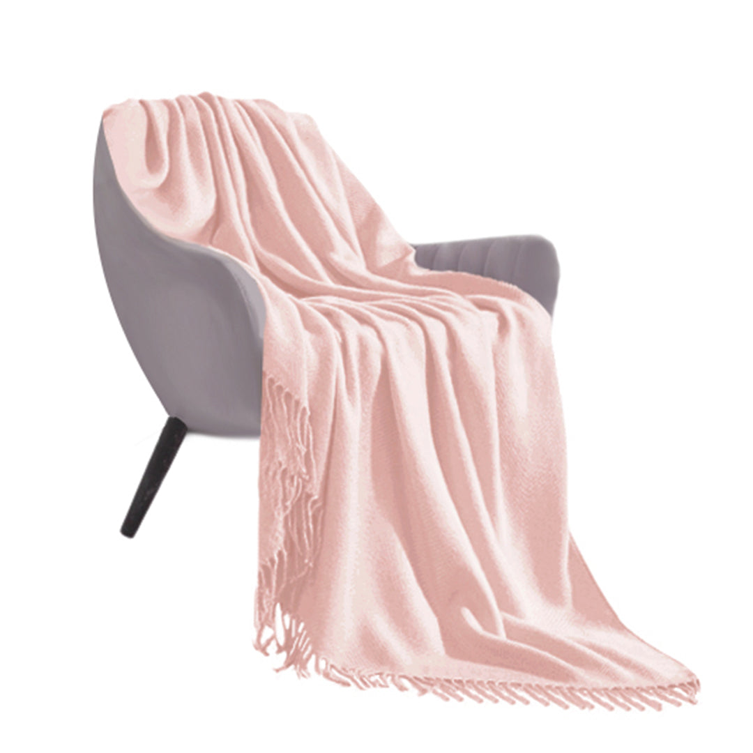 SOGA Pink Acrylic Knitted Throw Blanket Solid Fringed Warm Cozy Woven Cover Couch Bed Sofa Home Decor - Cafe Supply