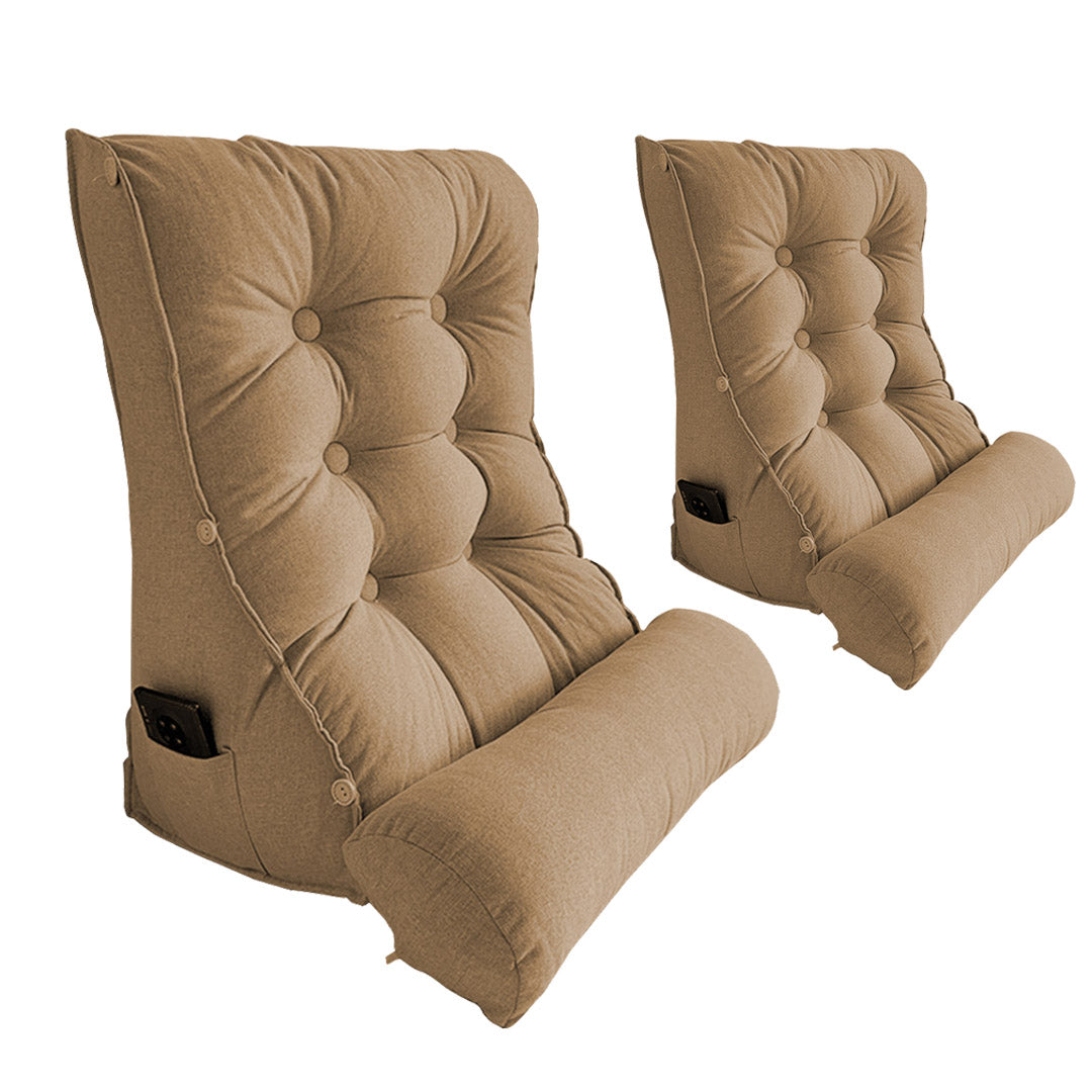 SOGA 2X 60cm Khaki Triangular Wedge Lumbar Pillow Headboard Backrest Sofa Bed Cushion Home Decor - Cafe Supply
