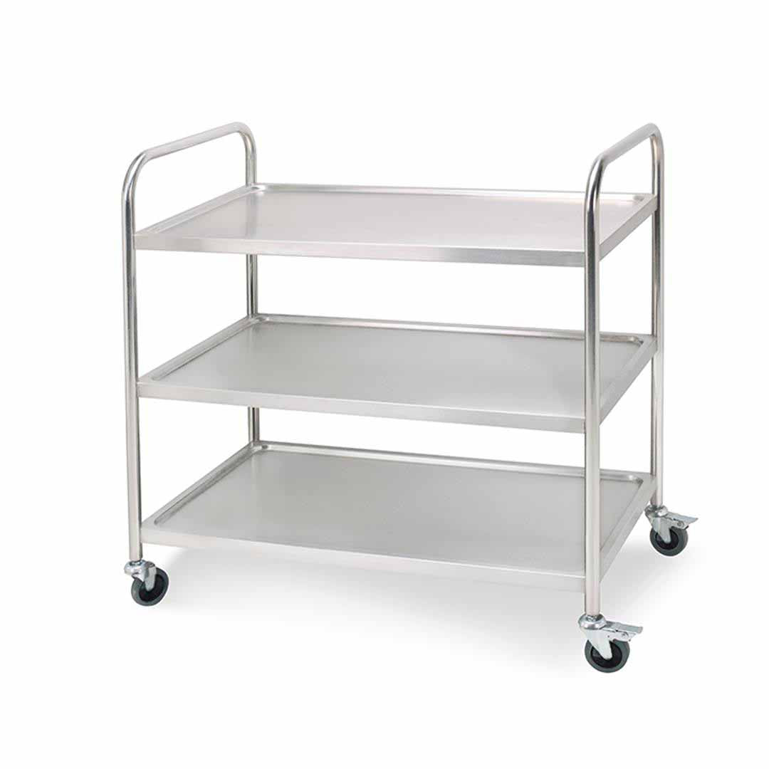 SOGA 3 Tier 81x46x85cm Stainless Steel Kitchen Dinning Food Cart Trolley Utility Round Small - Cafe Supply