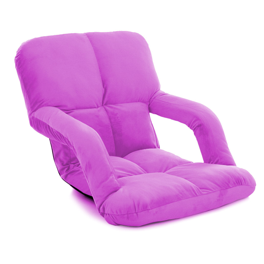 SOGA Foldable Lounge Cushion Adjustable Floor Lazy Recliner Chair with Armrest Purple - Cafe Supply