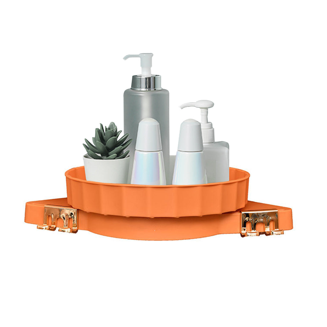 SOGA Orange 360 Degree Wall-Mounted Rotating Bathroom Organiser Corner Vanity Rack Toilet Adhesive Storage Shelf - Cafe Supply