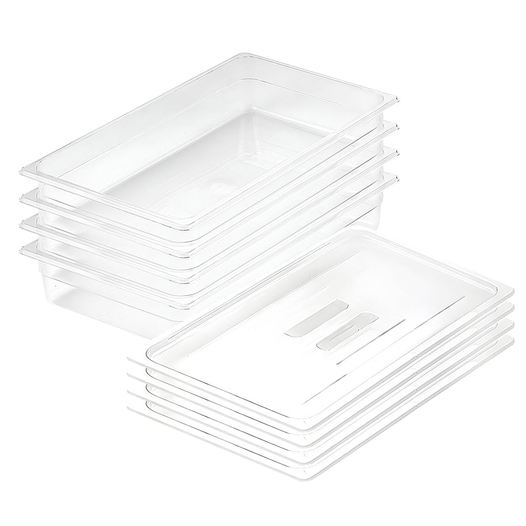 SOGA 100mm Clear Gastronorm GN Pan 1/1 Food Tray Storage Bundle of 4 with Lid - Cafe Supply