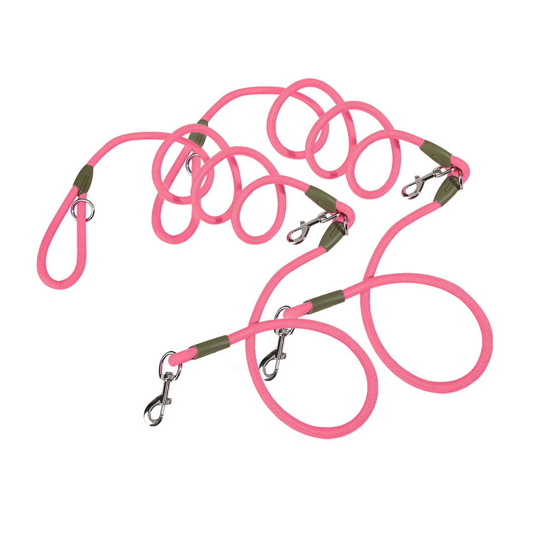 SOGA 2X 220cm Multifunction Hands-Free Rope Pet Cat Dog Puppy Double Ended Leash for Walking Training Tracking Obedience Pink - Cafe Supply