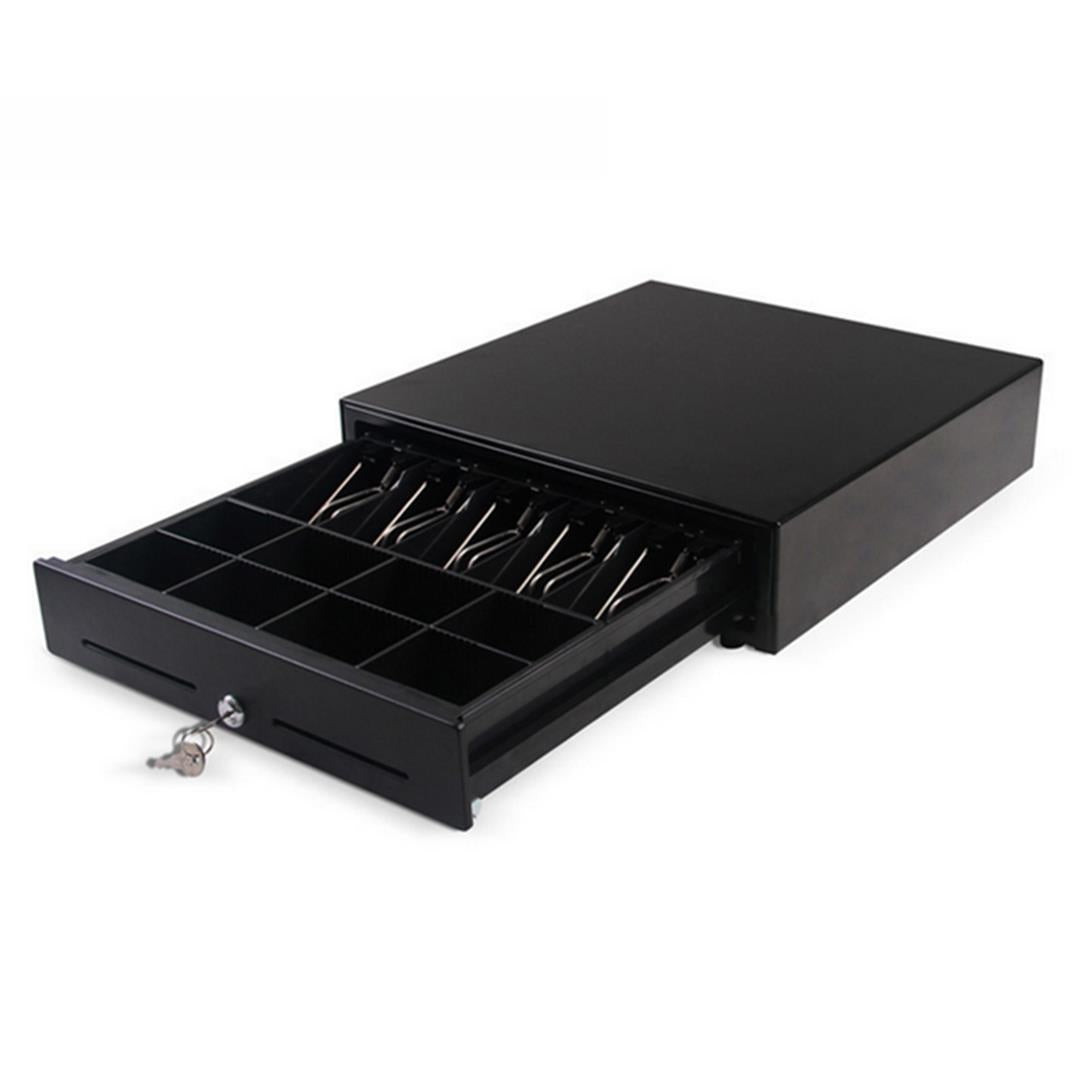 SOGA Black Heavy Duty Cash Drawer Electronic 4 Bills 8 Coins Cheque Slot Tray Pos 410 - Cafe Supply