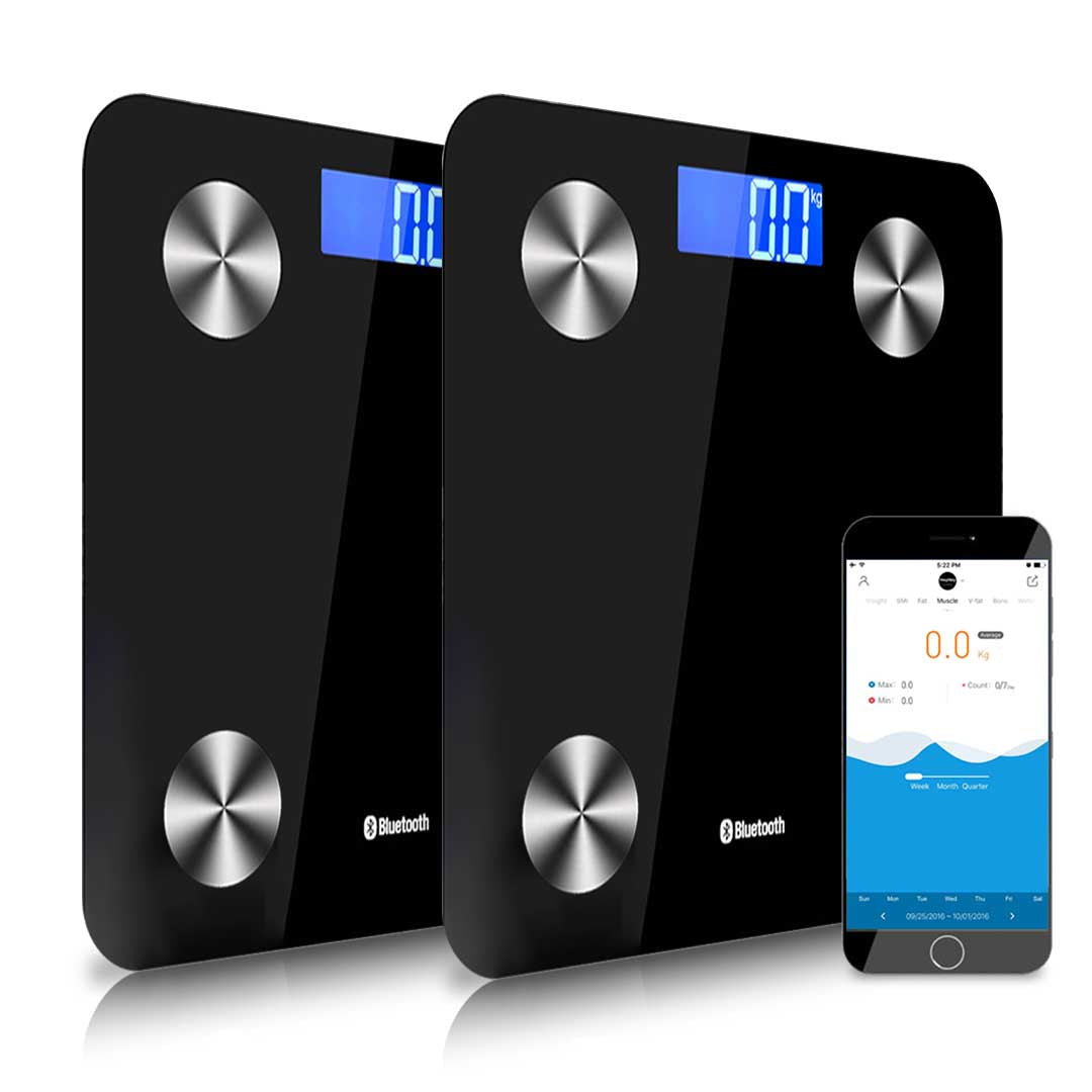 SOGA 2X Wireless Bluetooth Digital Body Fat Scale Bathroom Health Analyser Weight Black - Cafe Supply