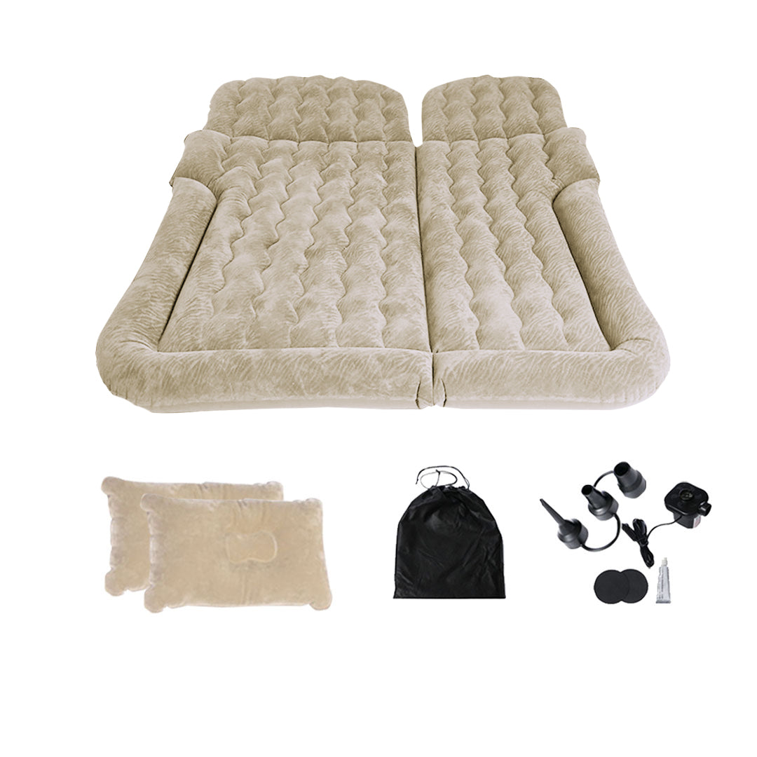 SOGA Beige Inflatable Car Boot Mattress Portable Camping Air Bed Travel Sleeping Essentials - Cafe Supply