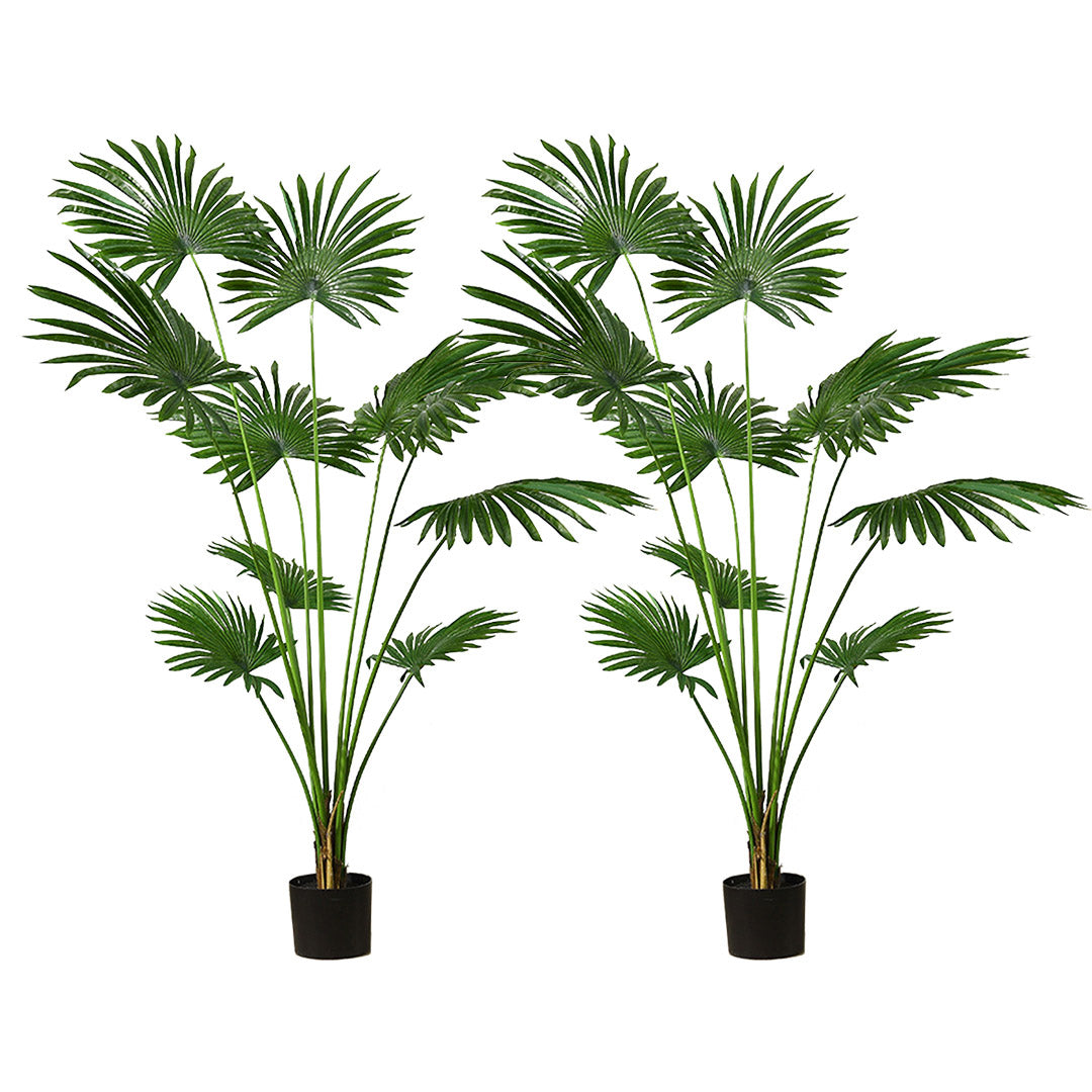 SOGA 2X 180cm Artificial Natural Green Fan Palm Tree Fake Tropical Indoor Plant Home Office Decor - Cafe Supply