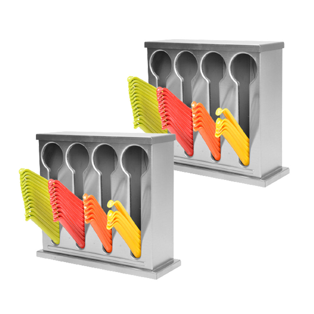 SOGA 2X Stainless Steel Buffet Restaurant Spoon Utensil Holder Storage Rack 4 Holes - Cafe Supply