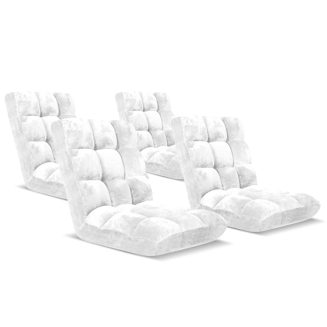 SOGA 4X Floor Recliner Folding Lounge Sofa Futon Couch Folding Chair Cushion White - Cafe Supply