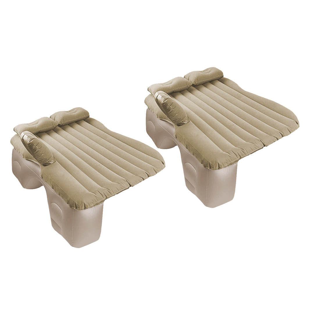 SOGA 2X Beige Stripe Inflatable Car Mattress Portable Camping Rest Air Bed Travel Compact Sleeping Kit Essentials - Cafe Supply