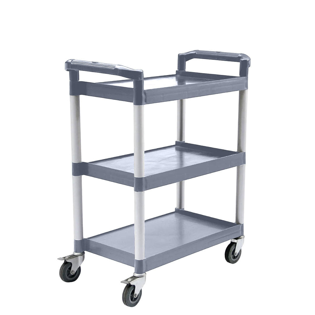SOGA 3 Tier Food Trolley Portable Kitchen Cart Multifunctional Big Utility Service with wheels 830x420x950mm Gray - Cafe Supply