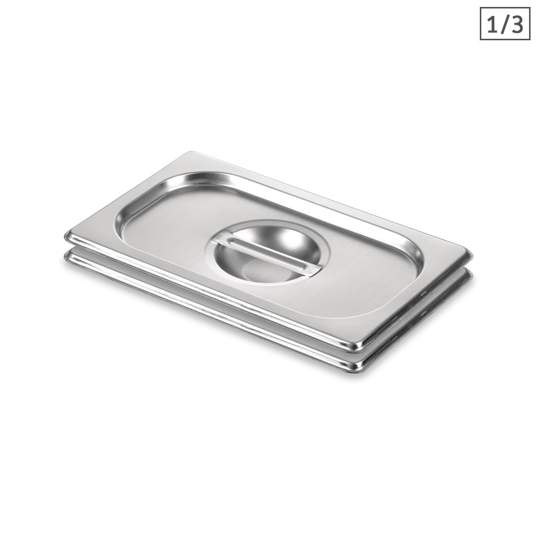 SOGA 2X Gastronorm GN Pan Lid Full Size 1/3 Stainless Steel Tray Top Cover - Cafe Supply