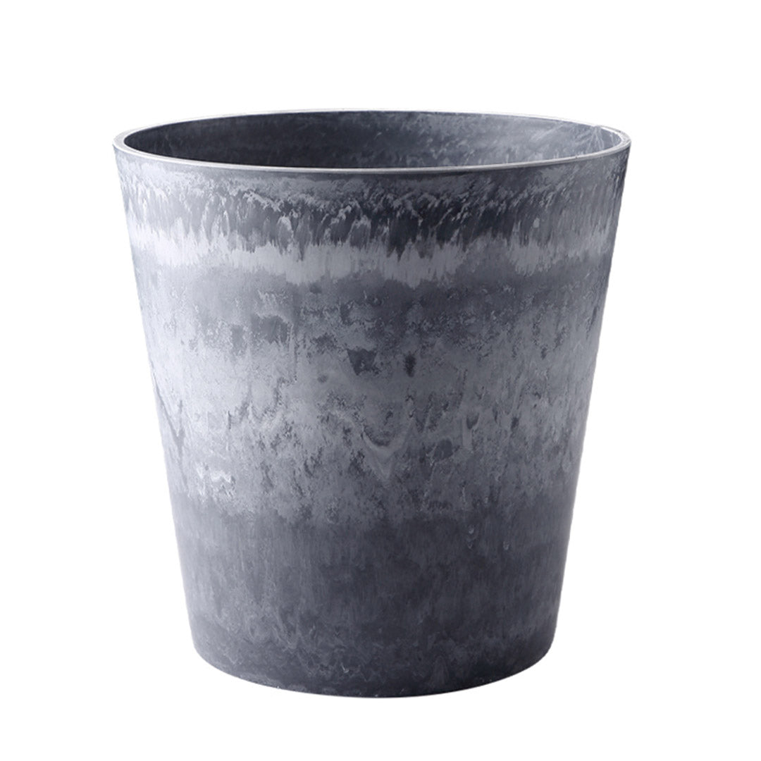 SOGA 27cm Weathered Grey Round Resin Plant Flower Pot in Cement Pattern Planter Cachepot for Indoor Home Office - Cafe Supply