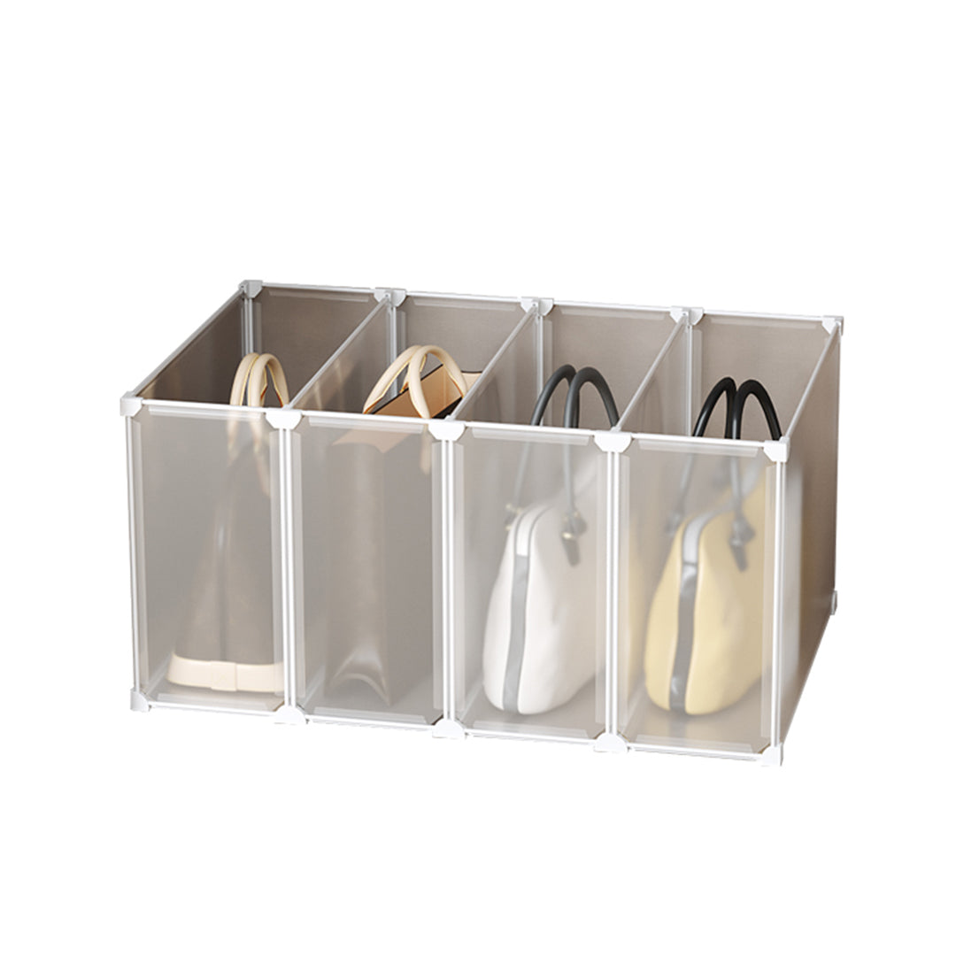 SOGA 1 Tier Multifunctional PP Plastic Bag Box Portable Cubby DIY Storage Shelves Stackable Handbag Purse Organiser - Cafe Supply
