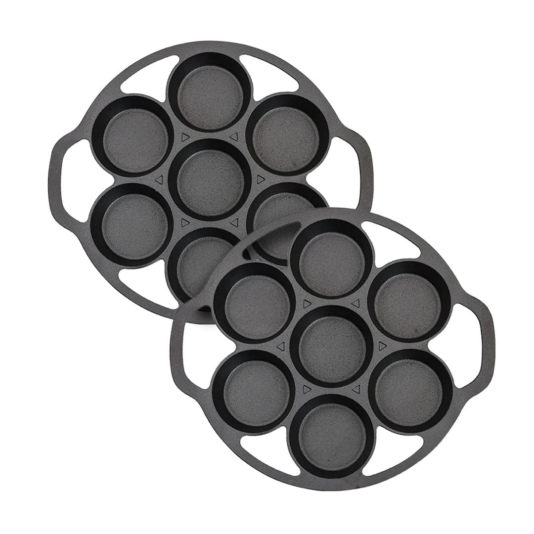 SOGA 2X 32cm Cast Iron Takoyaki Fry Pan Octopus Balls Maker 7 Hole Cavities Grill Mold - Cafe Supply