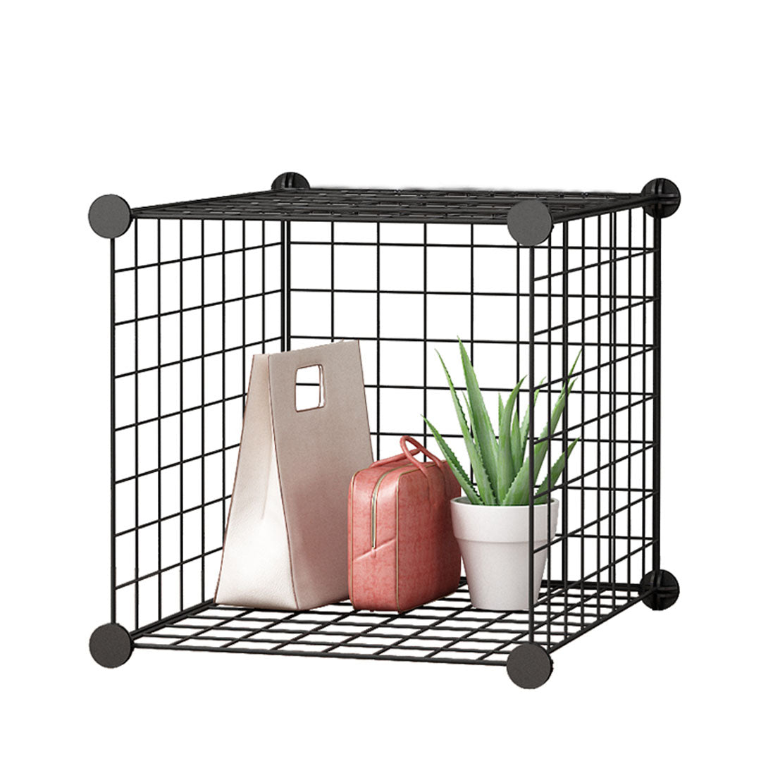 SOGA Black Portable Single Cube Storage Organiser Foldable DIY Modular Grid Space Saving Shelf - Cafe Supply