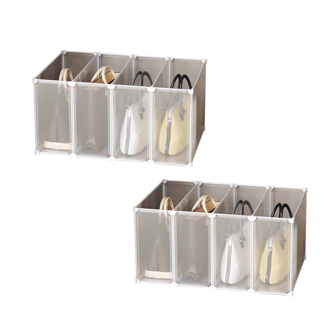 SOGA 2X 1 Tier Multifunctional PP Plastic Bag Box Portable Cubby DIY Storage Shelves Stackable Handbag Purse Organiser - Cafe Supply