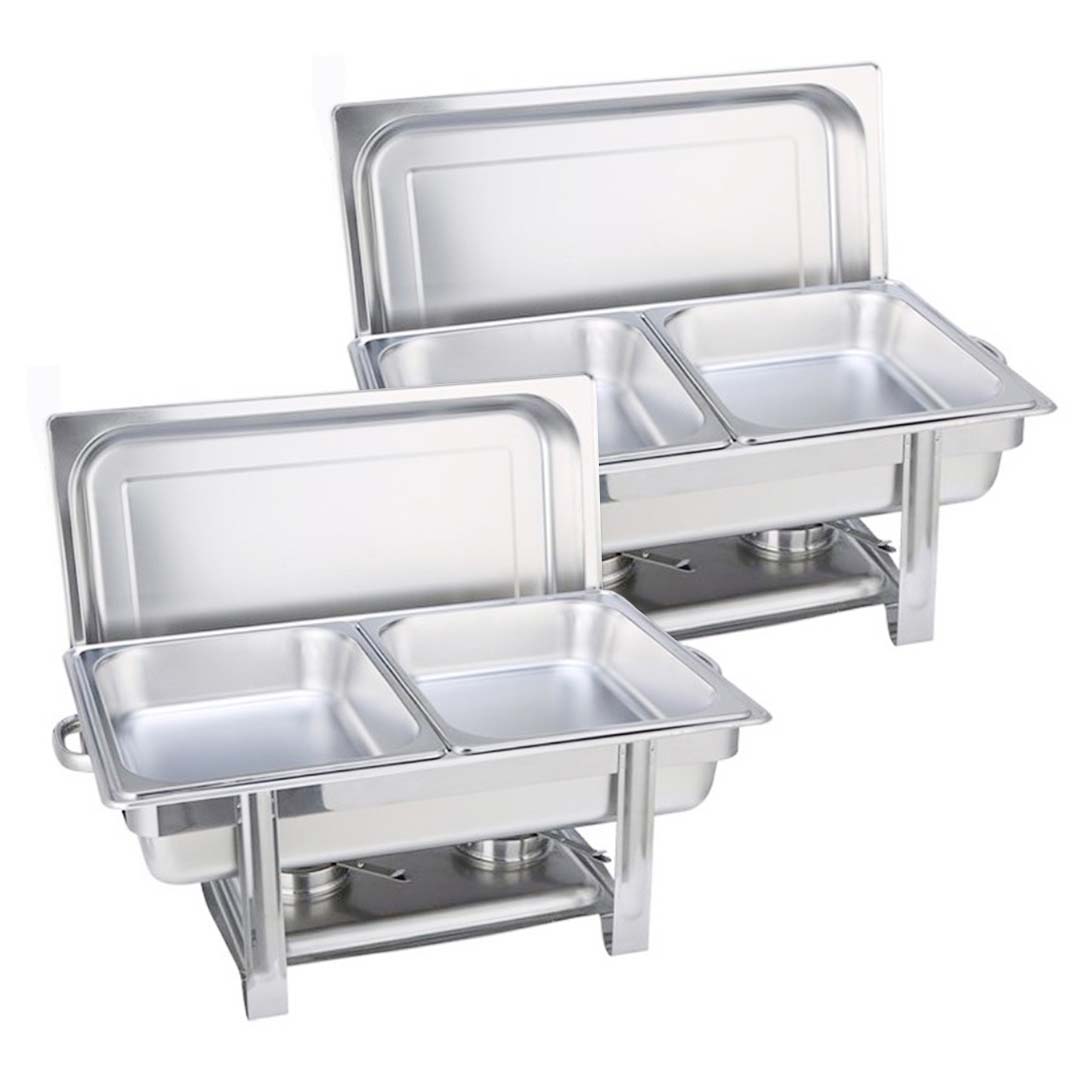 SOGA 2X Double Tray Stainless Steel Chafing Catering Dish Food Warmer - Cafe Supply