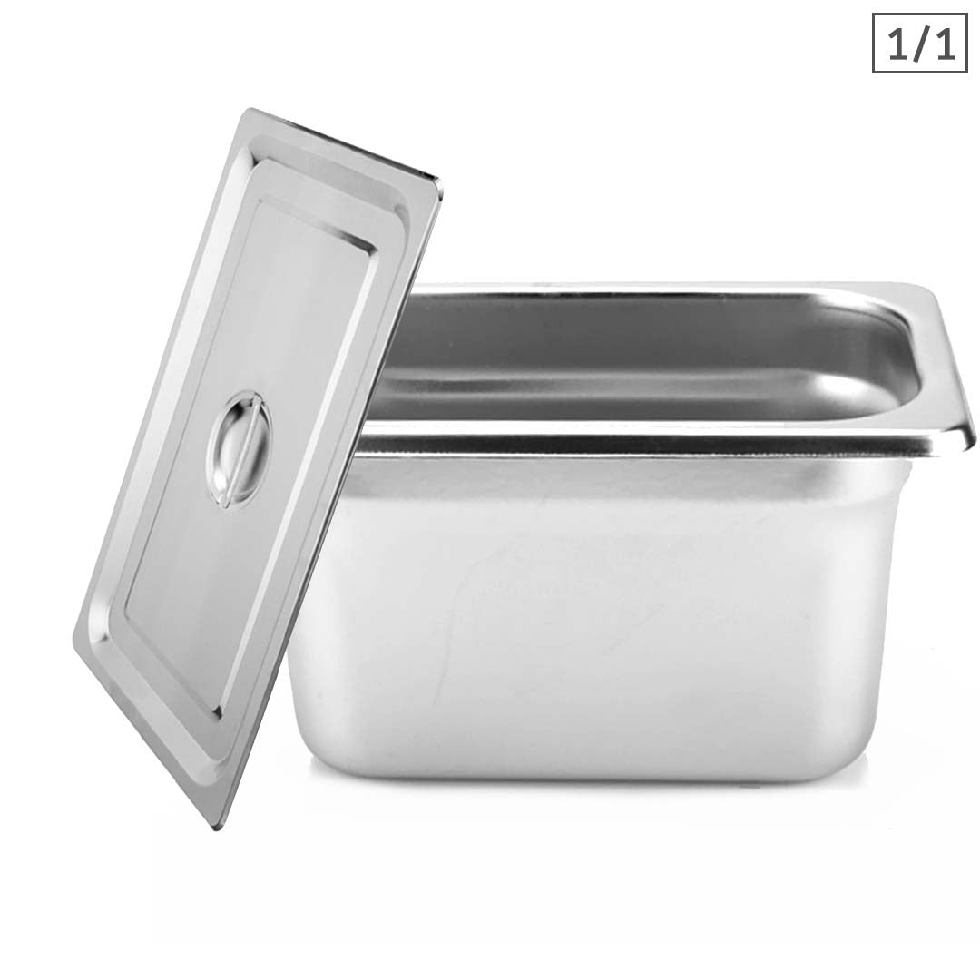SOGA Gastronorm GN Pan Full Size 1/1 GN Pan 20cm Deep Stainless Steel Tray With Lid - Cafe Supply