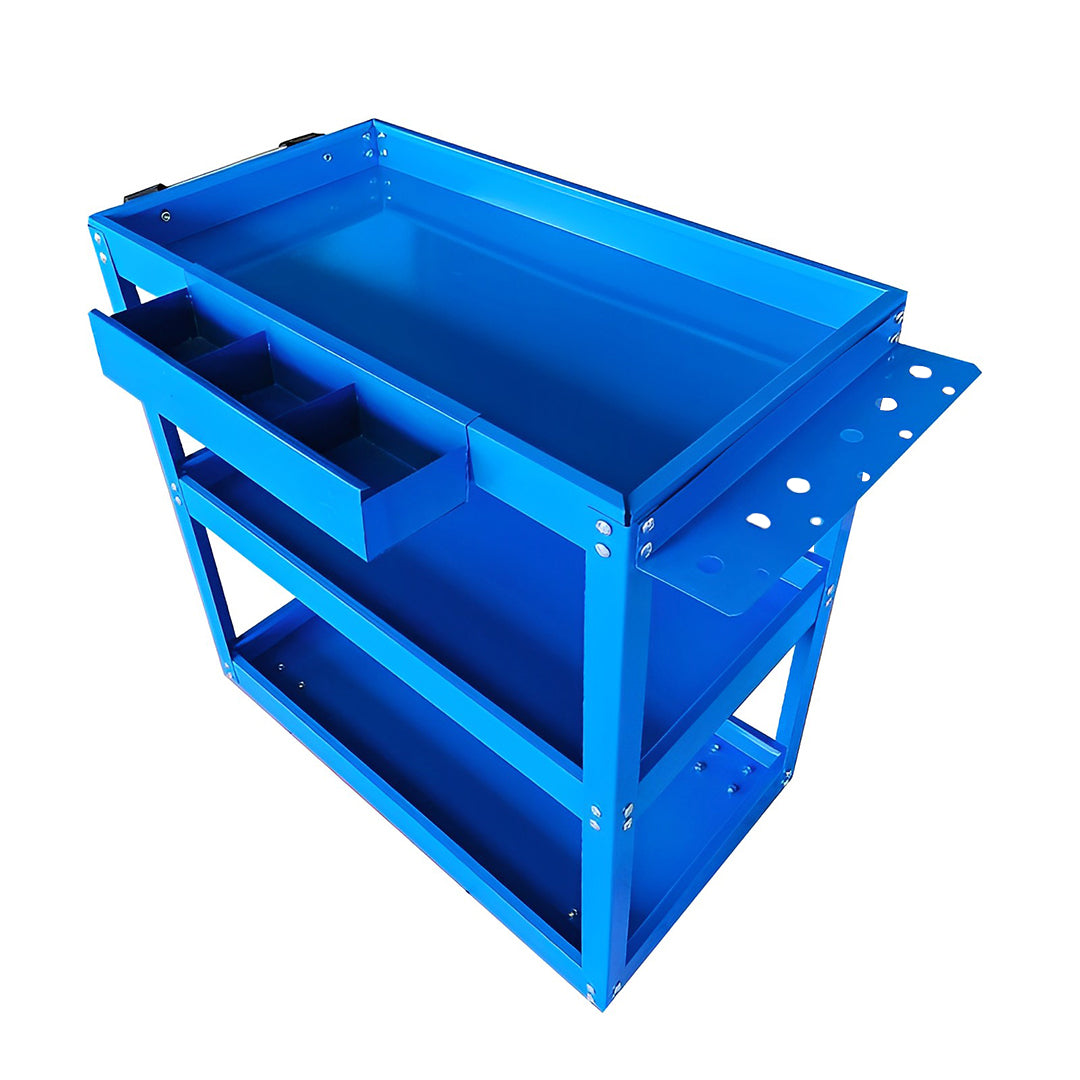 SOGA 3 Tier Tool Storage Cart Portable Service Utility Heavy Duty Mobile Trolley Blue - Cafe Supply