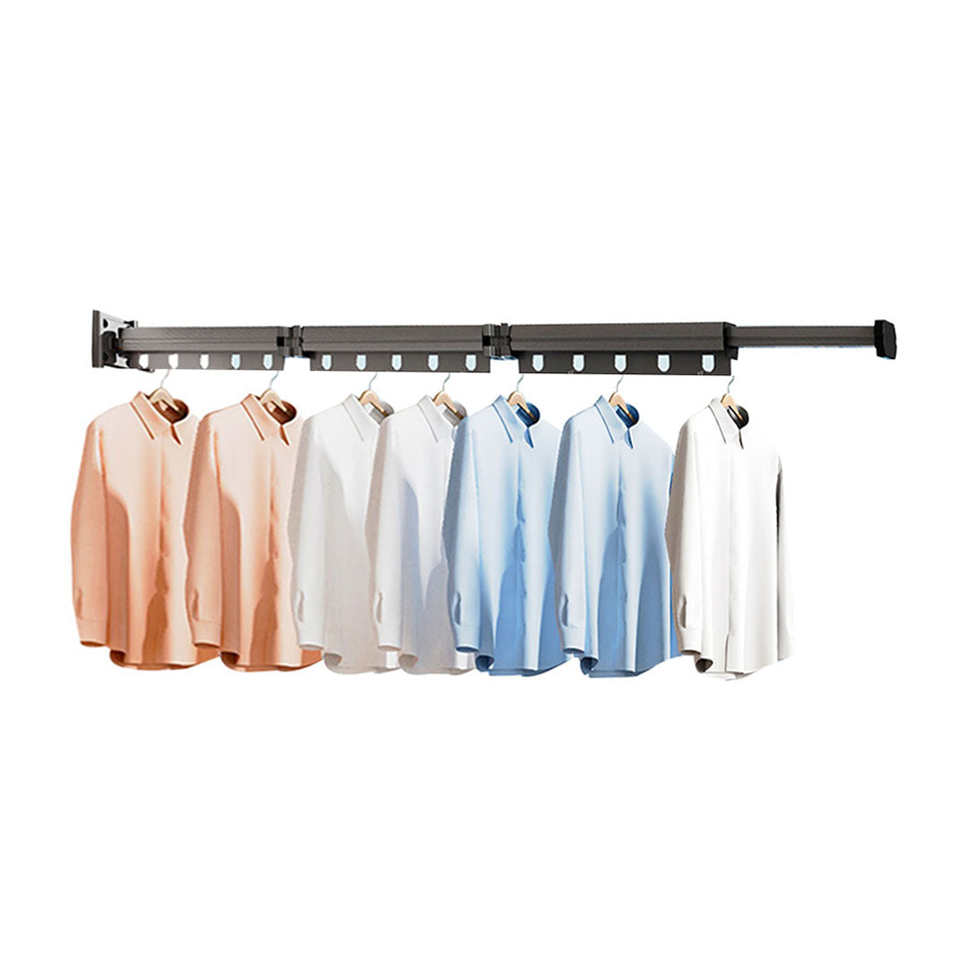 SOGA 127.5cm Wall-Mounted Clothing Dry Rack Retractable Space-Saving Foldable Hanger - Cafe Supply