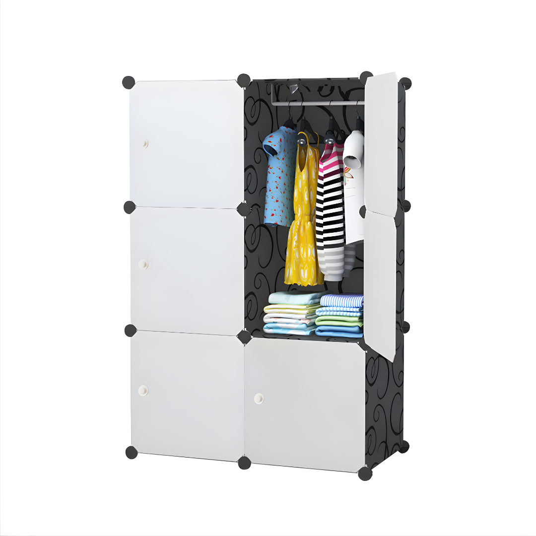 SOGA 3 Tier 6-Cube Portable Wardrobe Divide-Grid Modular Storage Organiser Foldable Closet - Cafe Supply