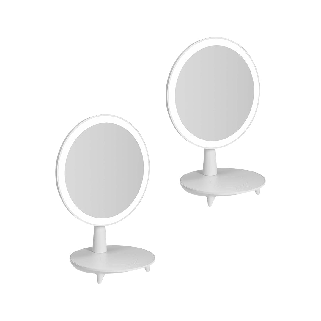 SOGA 2X Round White Rechargeable LED Light Makeup Mirror Tabletop Vanity Home Decor - Cafe Supply