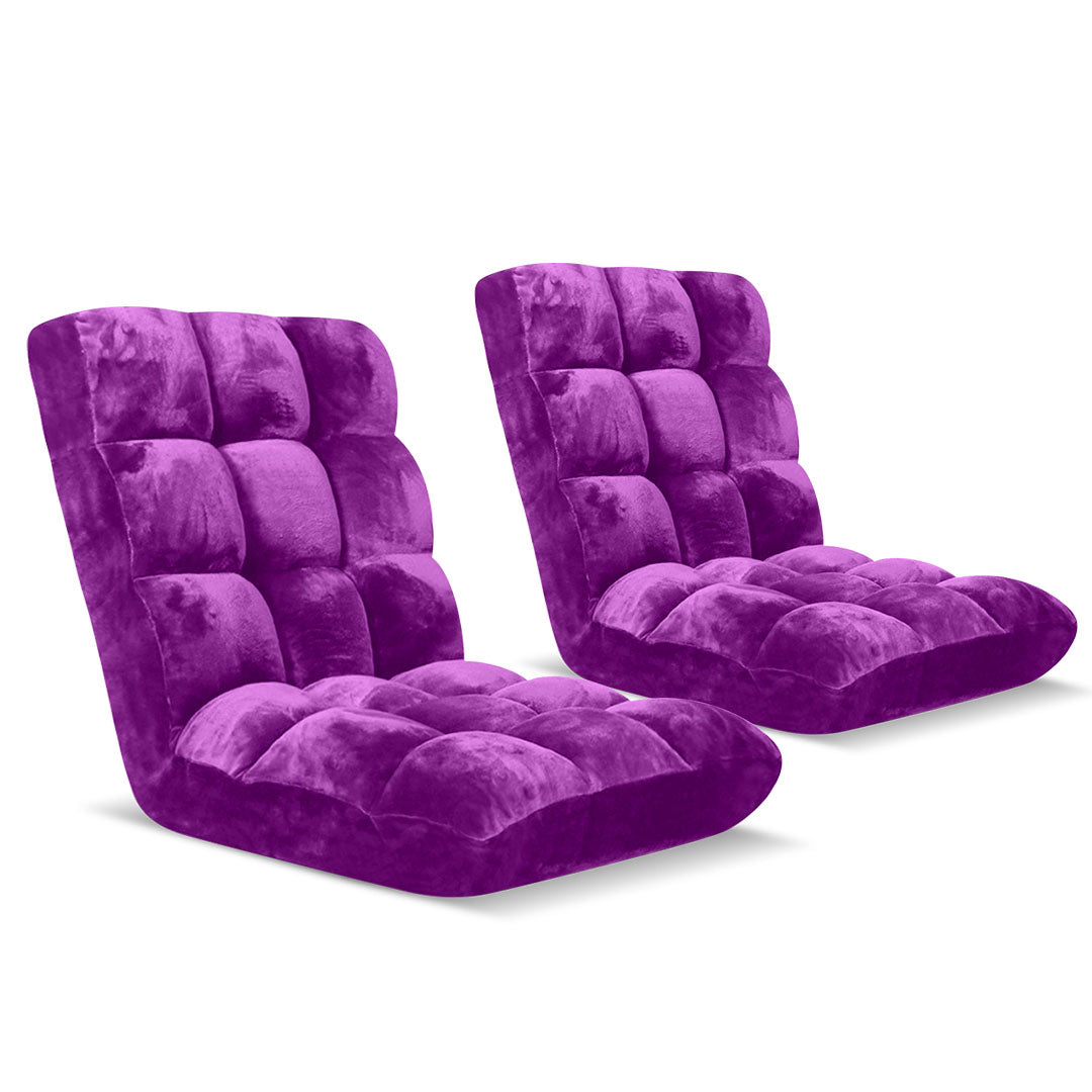 SOGA 2X Floor Recliner Folding Lounge Sofa Futon Couch Folding Chair Cushion Purple - Cafe Supply