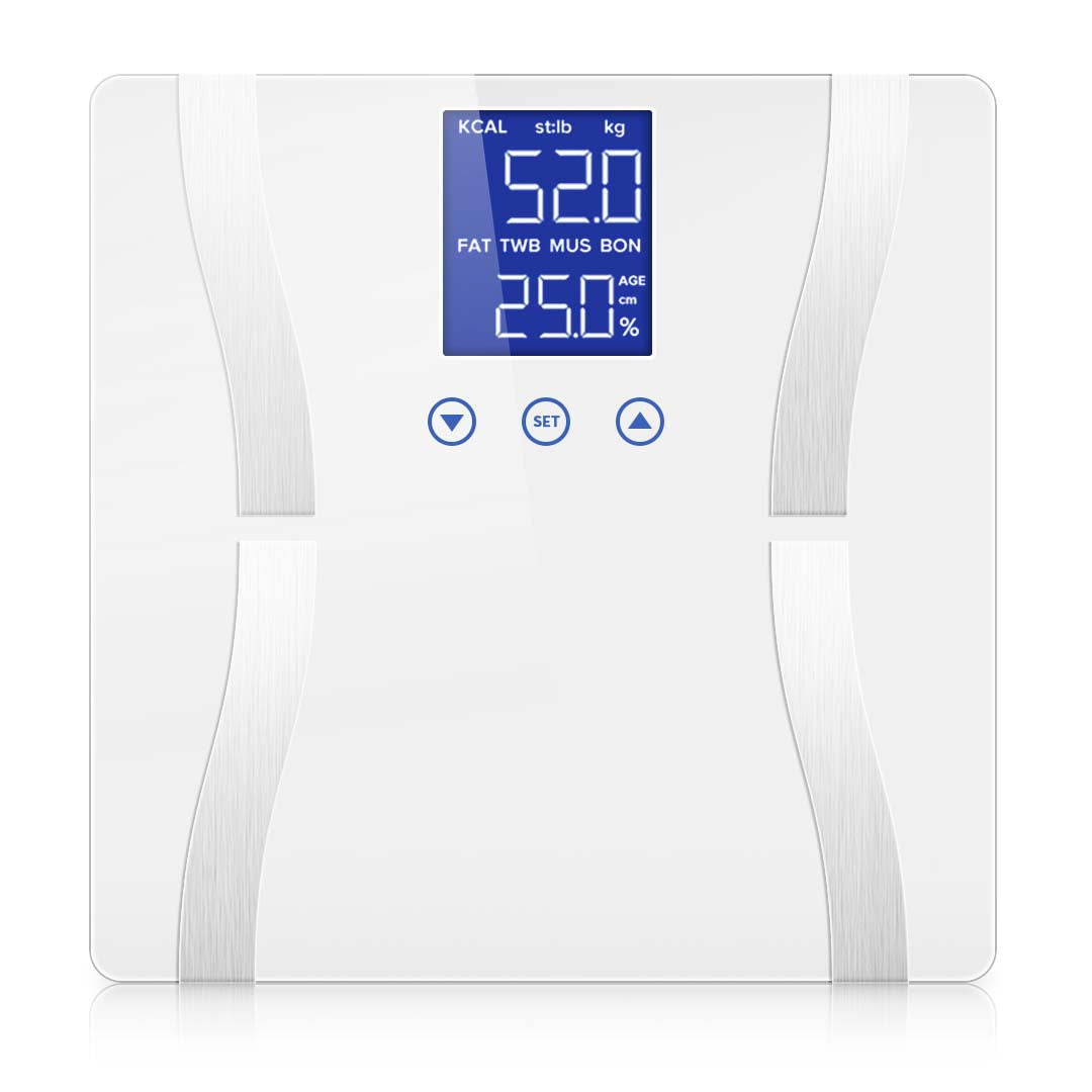 Glass LCD Digital Body Fat Scale Bathroom Electronic Gym Water Weighing Scales White - Cafe Supply