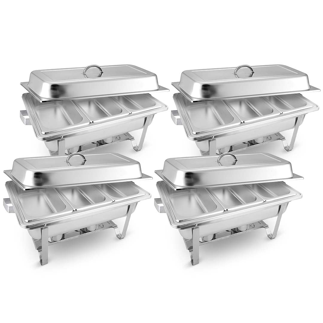 SOGA 4X 3L Triple Tray Stainless Steel Chafing Food Warmer Catering Dish - Cafe Supply