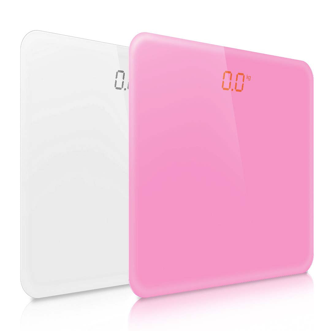 SOGA 2X 180kg Digital Fitness Weight Bathroom Gym Body Glass LCD Electronic Scales White/Pink - Cafe Supply