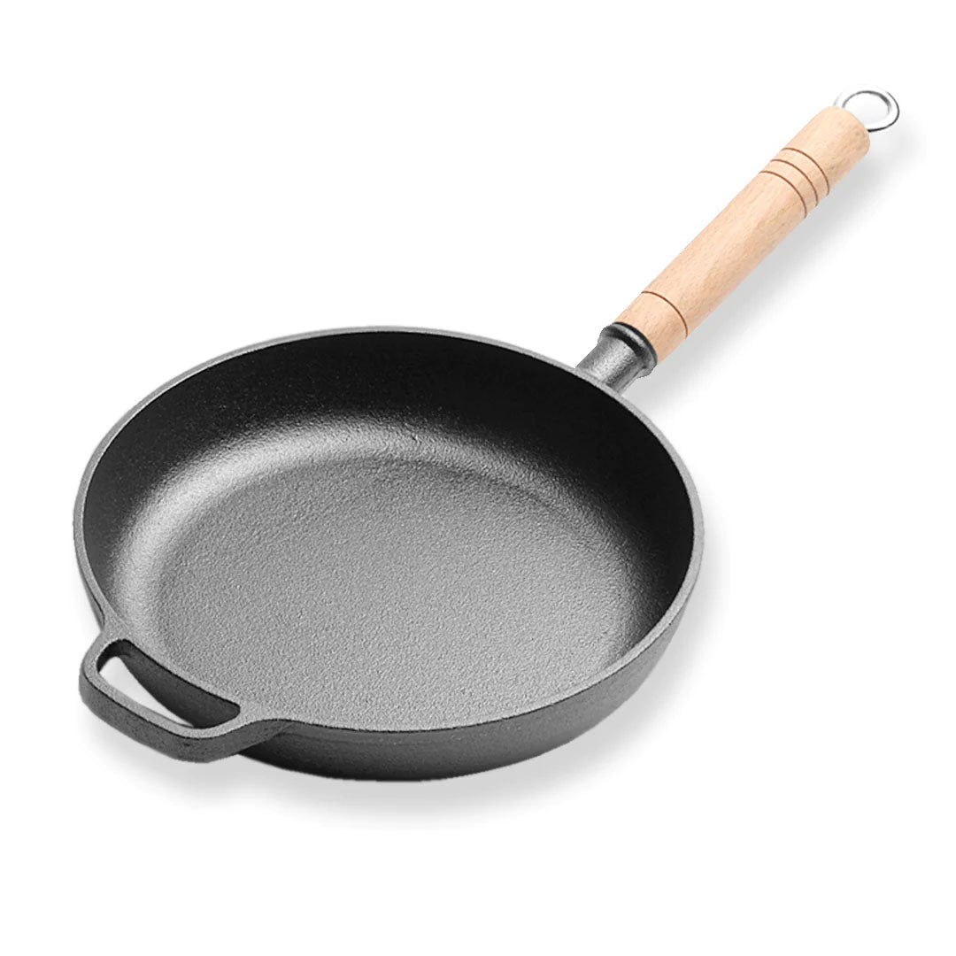 SOGA 27cm Round Cast Iron Frying Pan Skillet Steak Sizzle Platter with Helper Handle - Cafe Supply