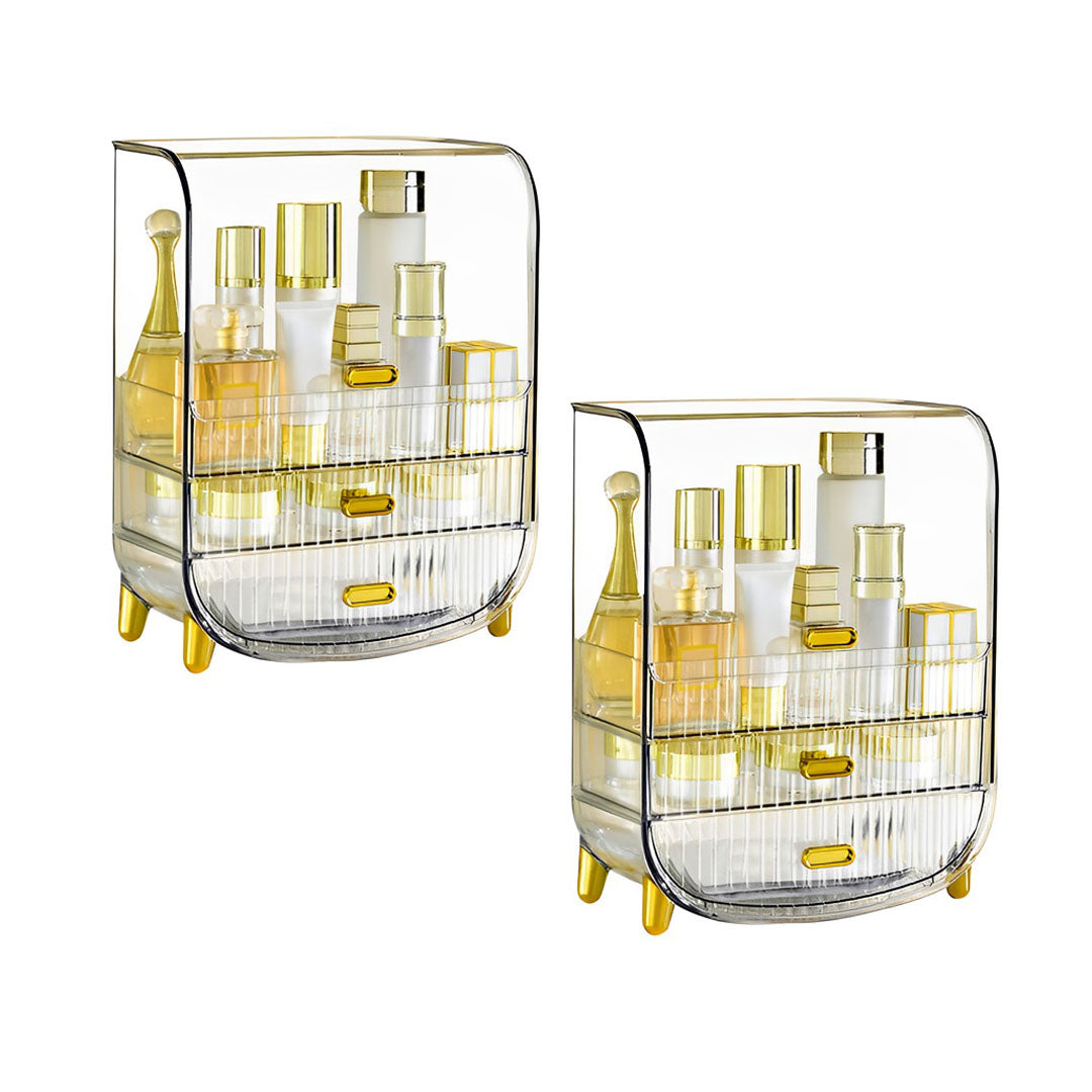 SOGA 2X 3 Tier Transparent Multifunctional Countertop Cosmetic Storage Makeup Perfume Skincare Display Stand Shelf Drawer Type Organiser - Cafe Supply