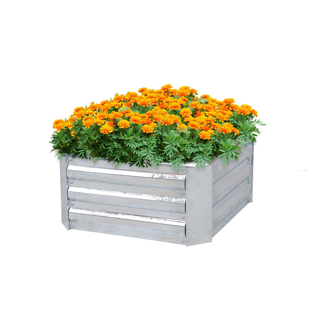 SOGA 100cm Square Galvanised Raised Garden Bed Vegetable Herb Flower Outdoor Planter Box - Cafe Supply