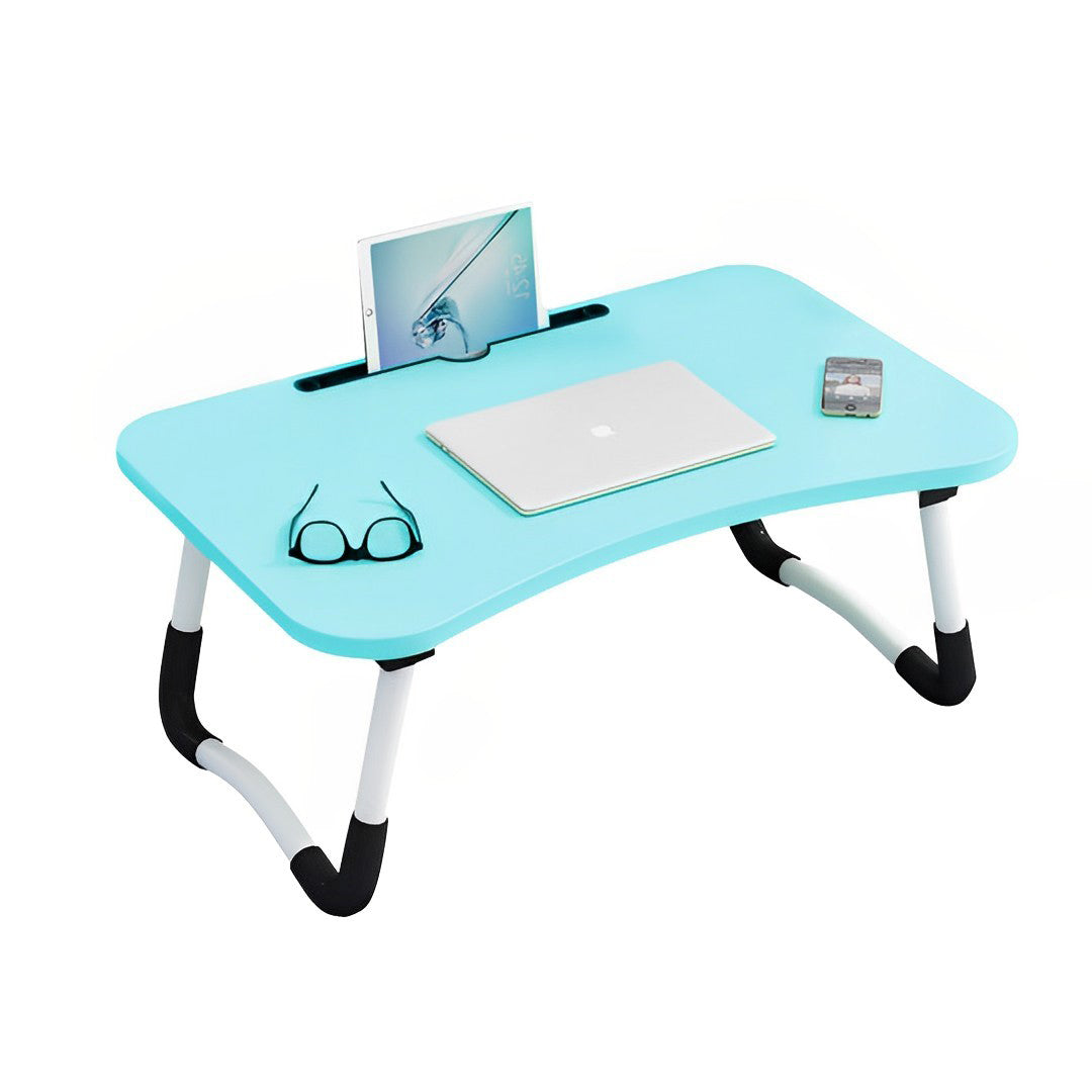 SOGA Blue Portable Bed Table Adjustable Foldable Bed Sofa Study Table Laptop Mini Desk with Notebook Stand Card Slot Holder Home Decor - Cafe Supply